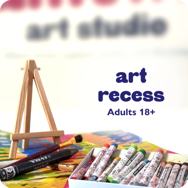 Art Recess offers adults a relaxing, welcoming space to unwind, explore different art materials, and rediscover the joy of creating.
